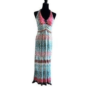 Shoreline Women’s Halter Multi-Color Maxi Dress Size L/XL